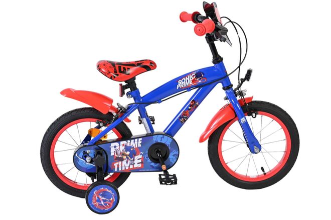Schall sonic prime kinderfiets - jongens - 14 inch - blauw rood - twee handremmen