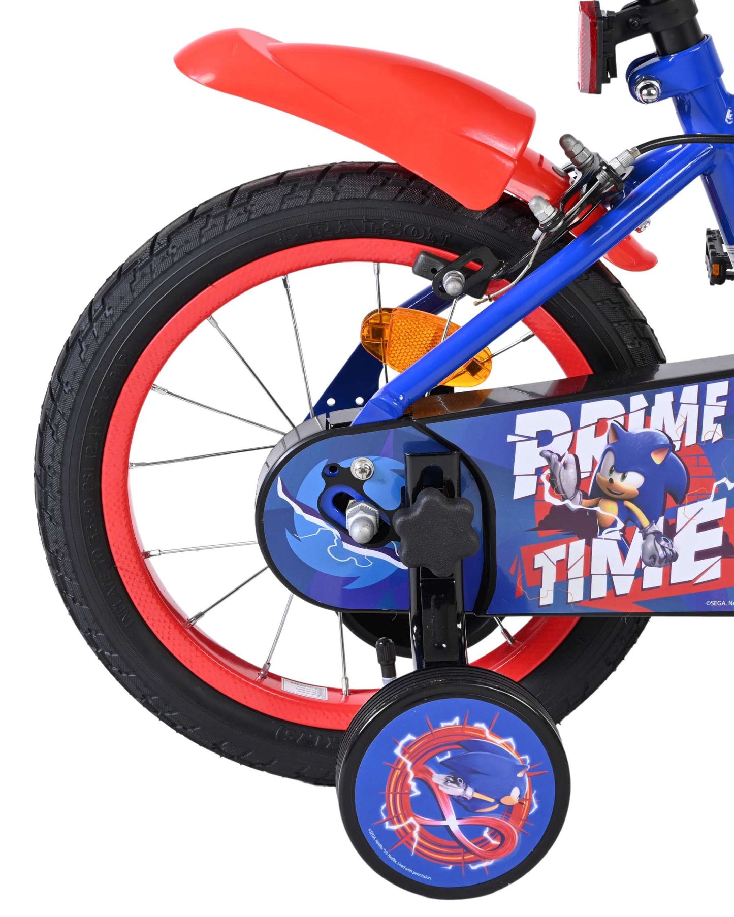 Schall sonic prime kinderfiets - jongens - 14 inch - blauw rood - twee handremmen