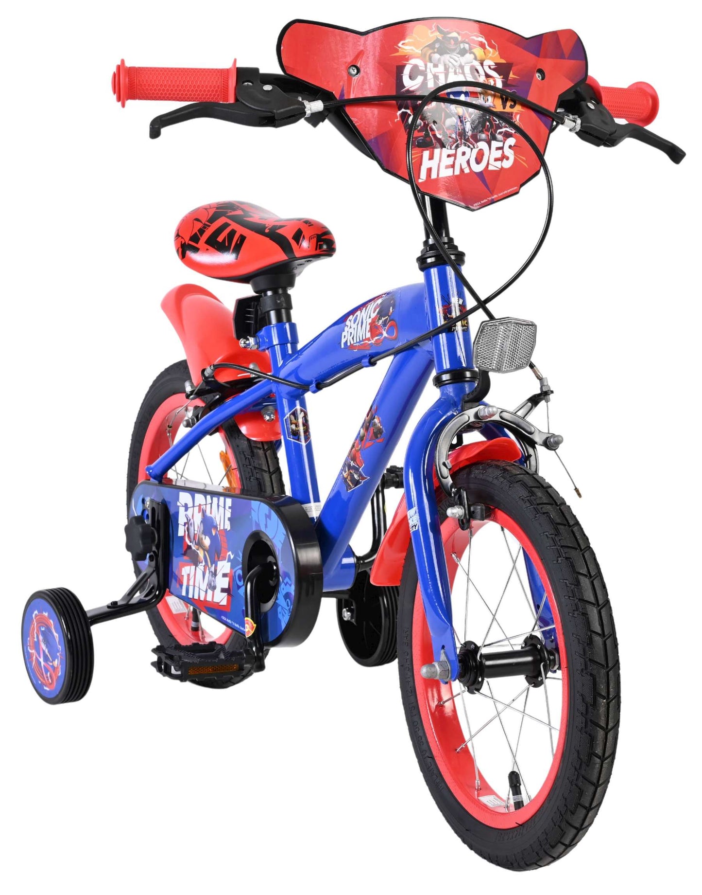 Schall sonic prime kinderfiets - jongens - 14 inch - blauw rood - twee handremmen