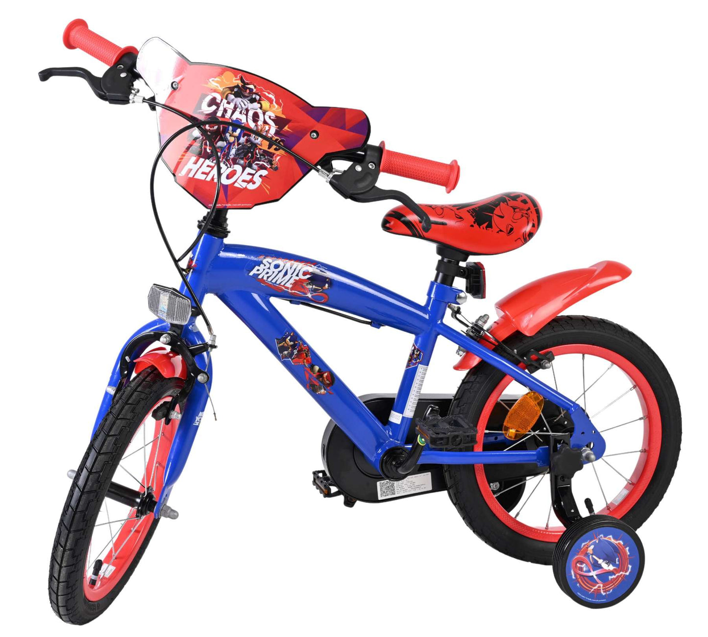 Schall sonic prime kinderfiets - jongens - 14 inch - blauw rood - twee handremmen