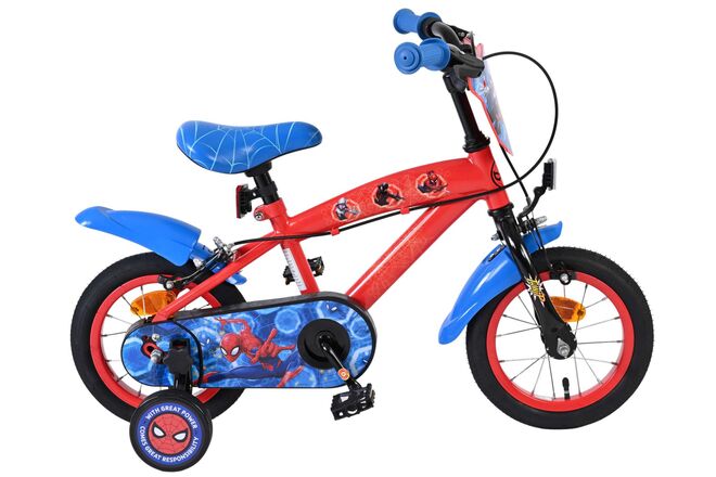 Bicicletta per bambini Spiderman Spider-Man - ragazzi - 12 pollici - blu rosso - due freni a mano