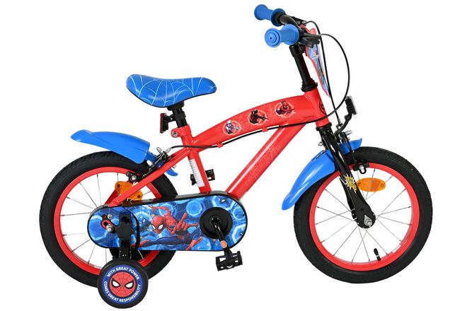 Bicicletta per bambini Spiderman Spider-Man - ragazzi - 14 pollici - blu rosso - due freni a mano