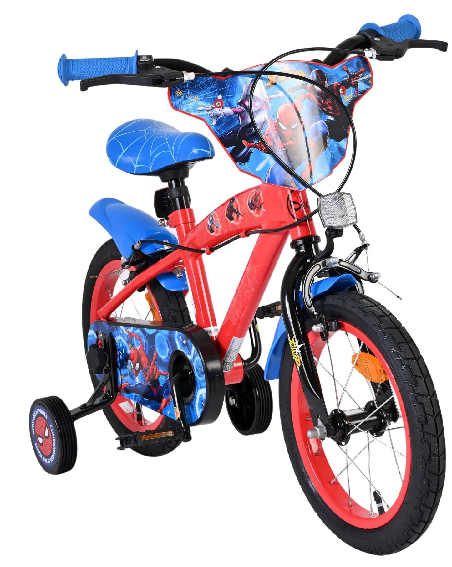 Bicicletta per bambini Spiderman Spider-Man - ragazzi - 14 pollici - blu rosso - due freni a mano