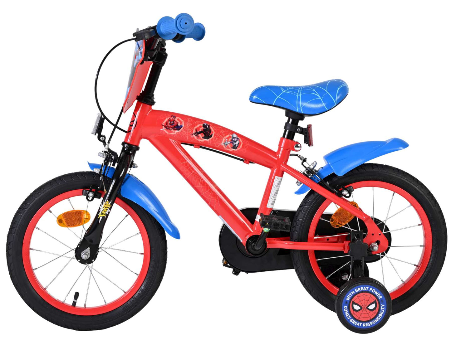 Bicicletta per bambini Spiderman Spider-Man - ragazzi - 14 pollici - blu rosso - due freni a mano