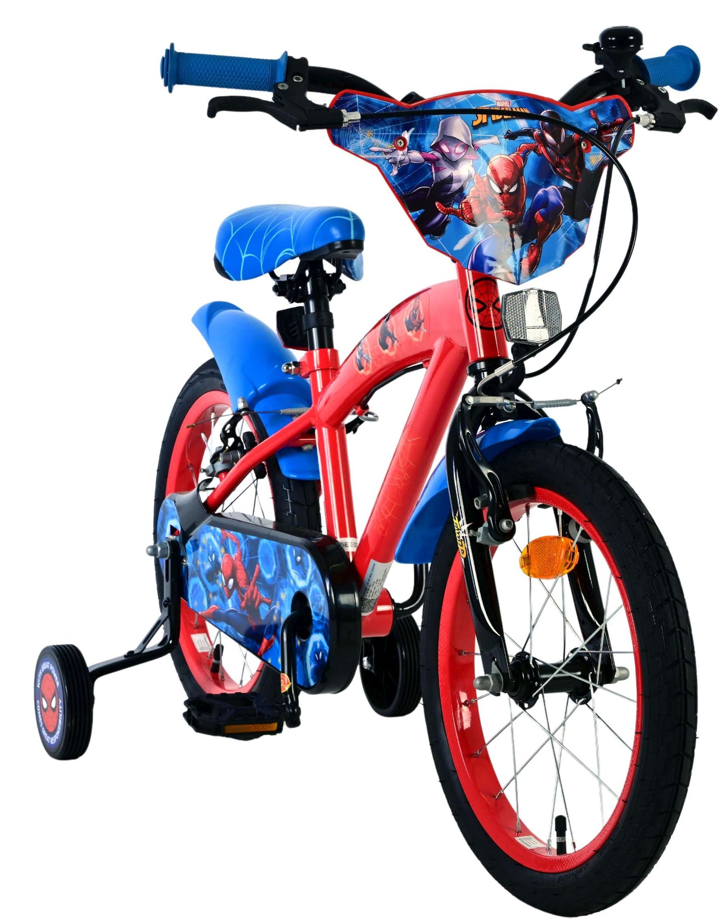 Bicicletta per bambini Spiderman Spider-Man - ragazzi - 16 pollici - blu rosso - due freni a mano