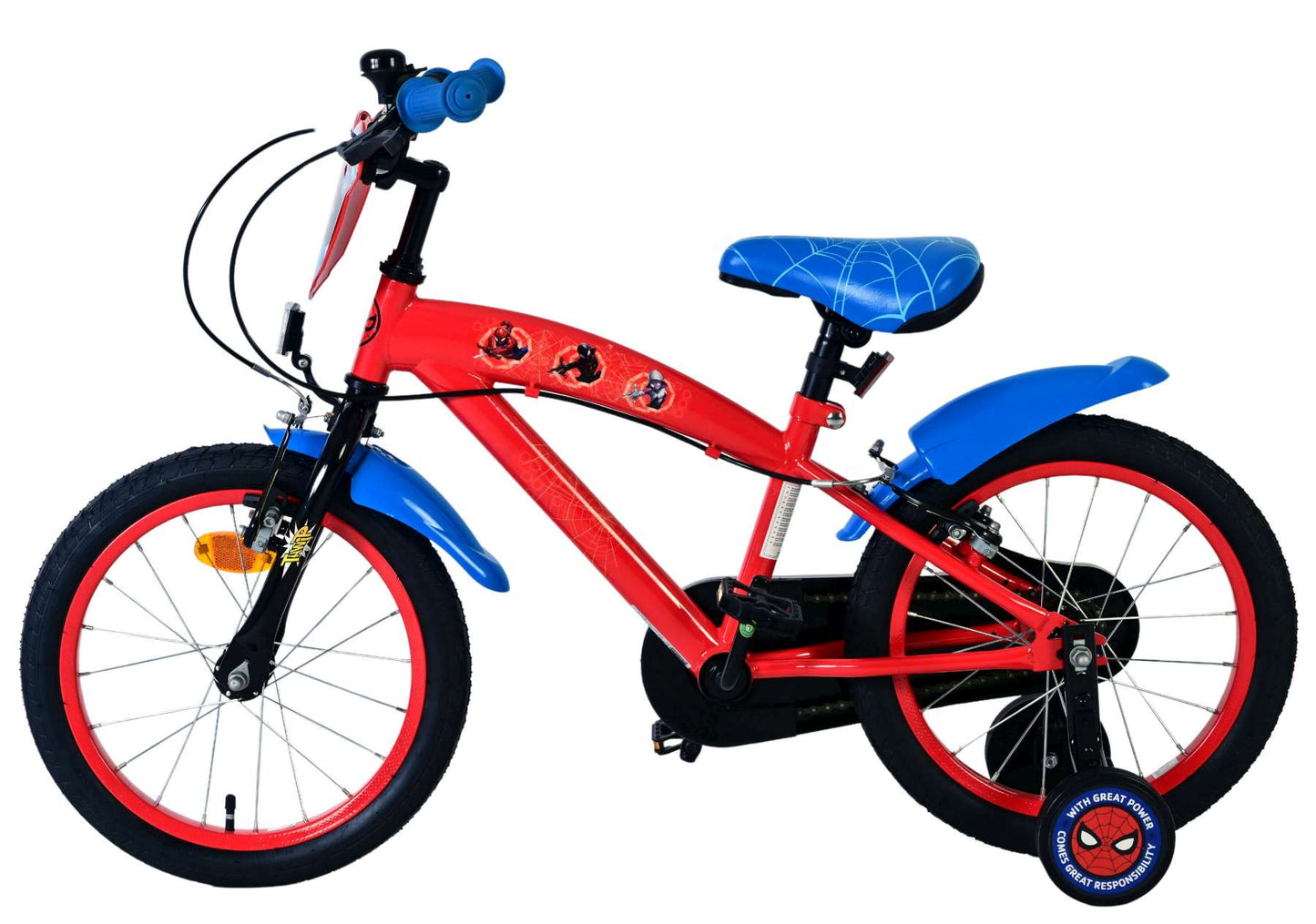 Bicicletta per bambini Spiderman Spider-Man - ragazzi - 16 pollici - blu rosso - due freni a mano