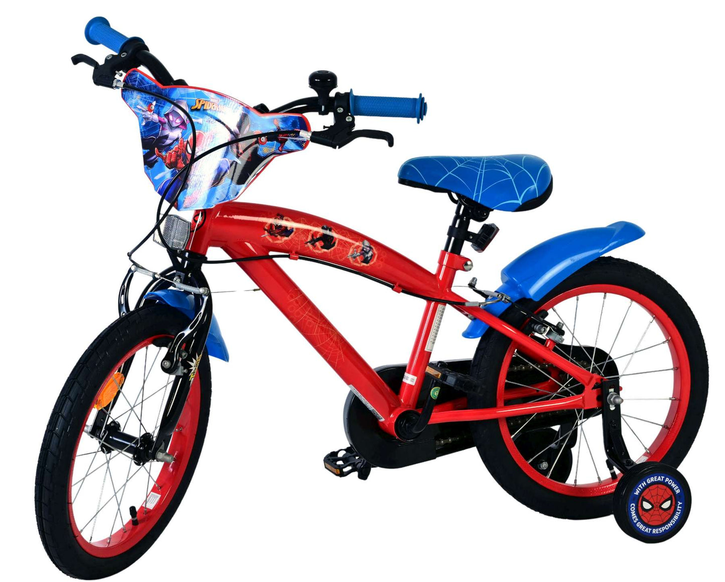 Bicicletta per bambini Spiderman Spider-Man - ragazzi - 16 pollici - blu rosso - due freni a mano