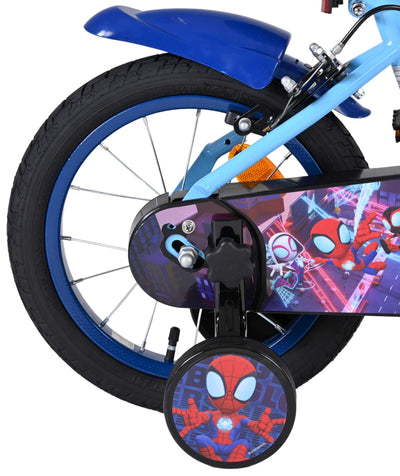 Spidey und seine tollen freunde spidey kinderfiets - jongens - 14 inch - blauw rood - twee handremmen