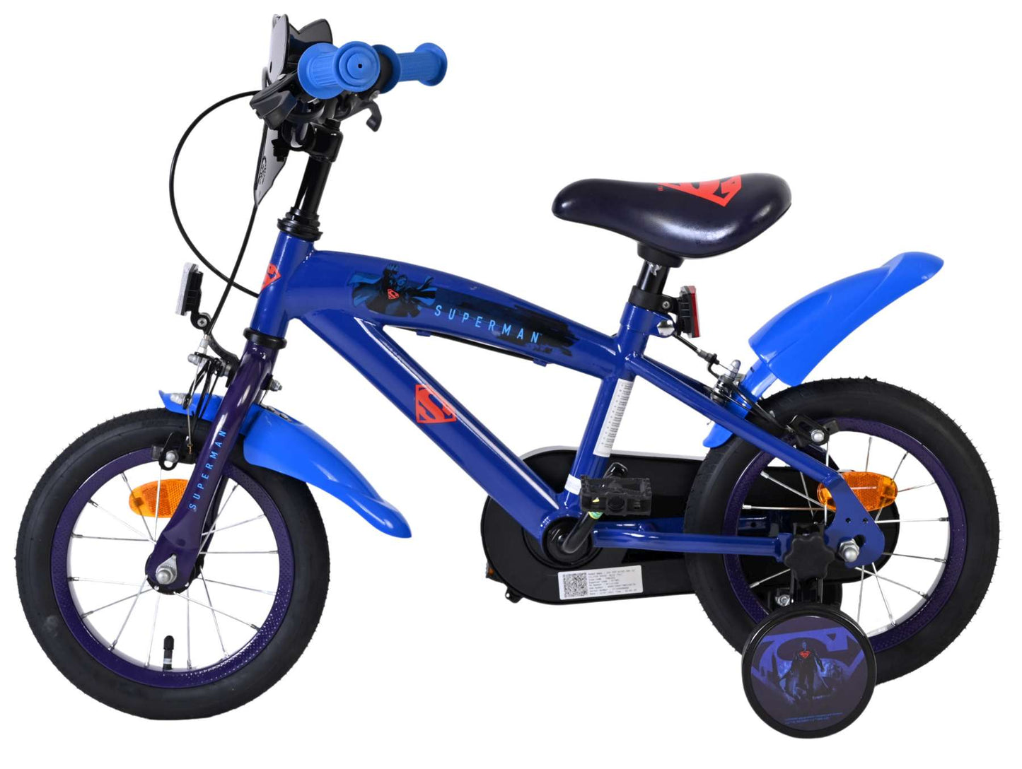 Superman kinderfiets - jongens - 12 inch - blauw - twee handremmen