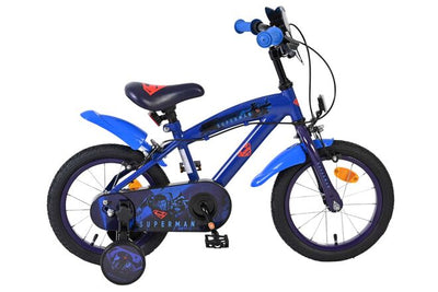 Superman kinderfiets - jongens - 14 inch - blauw - twee handremmen