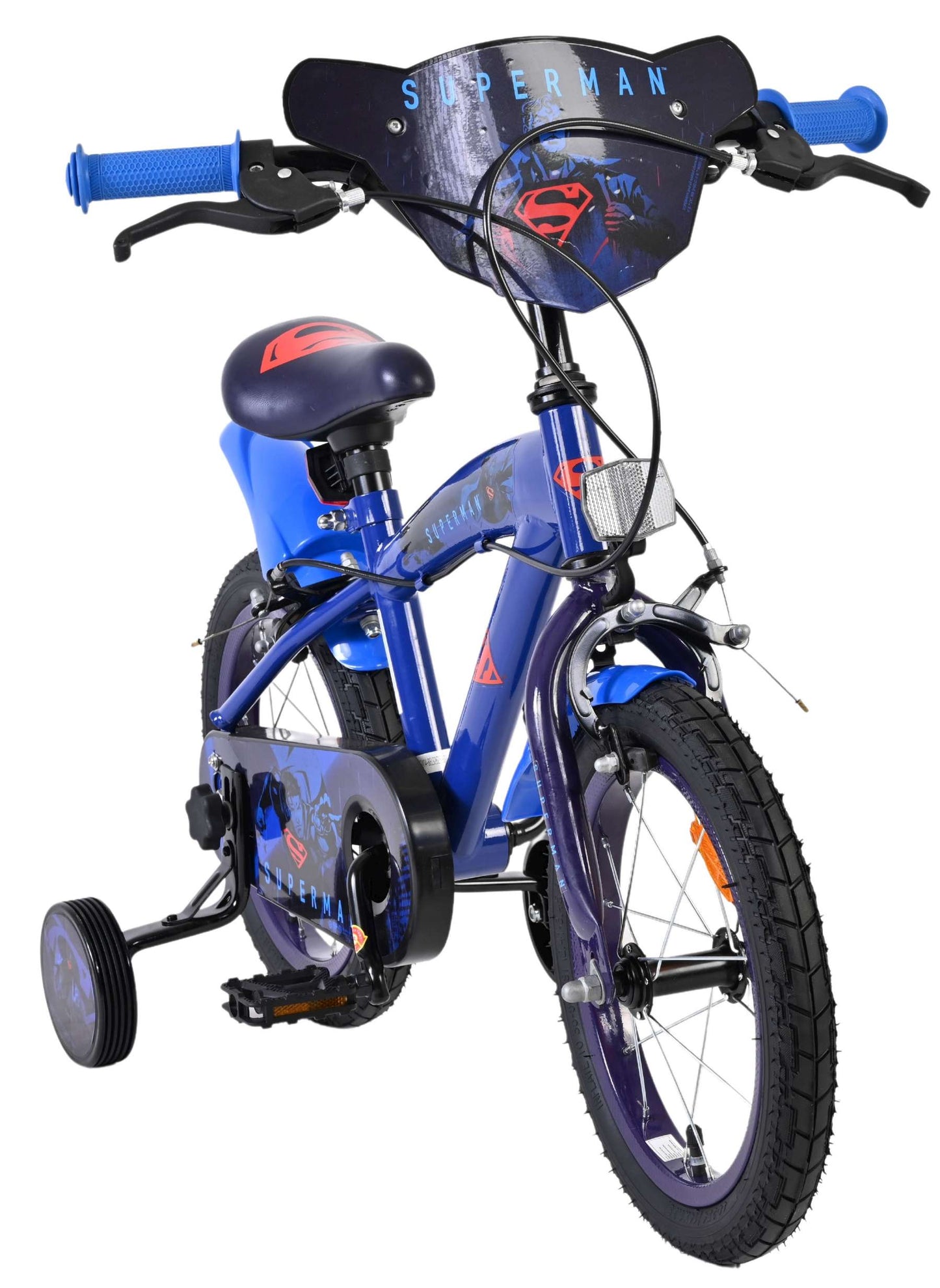 Bicicletta per bambini Superman - ragazzi - 14 pollici - blu - due freni a mano