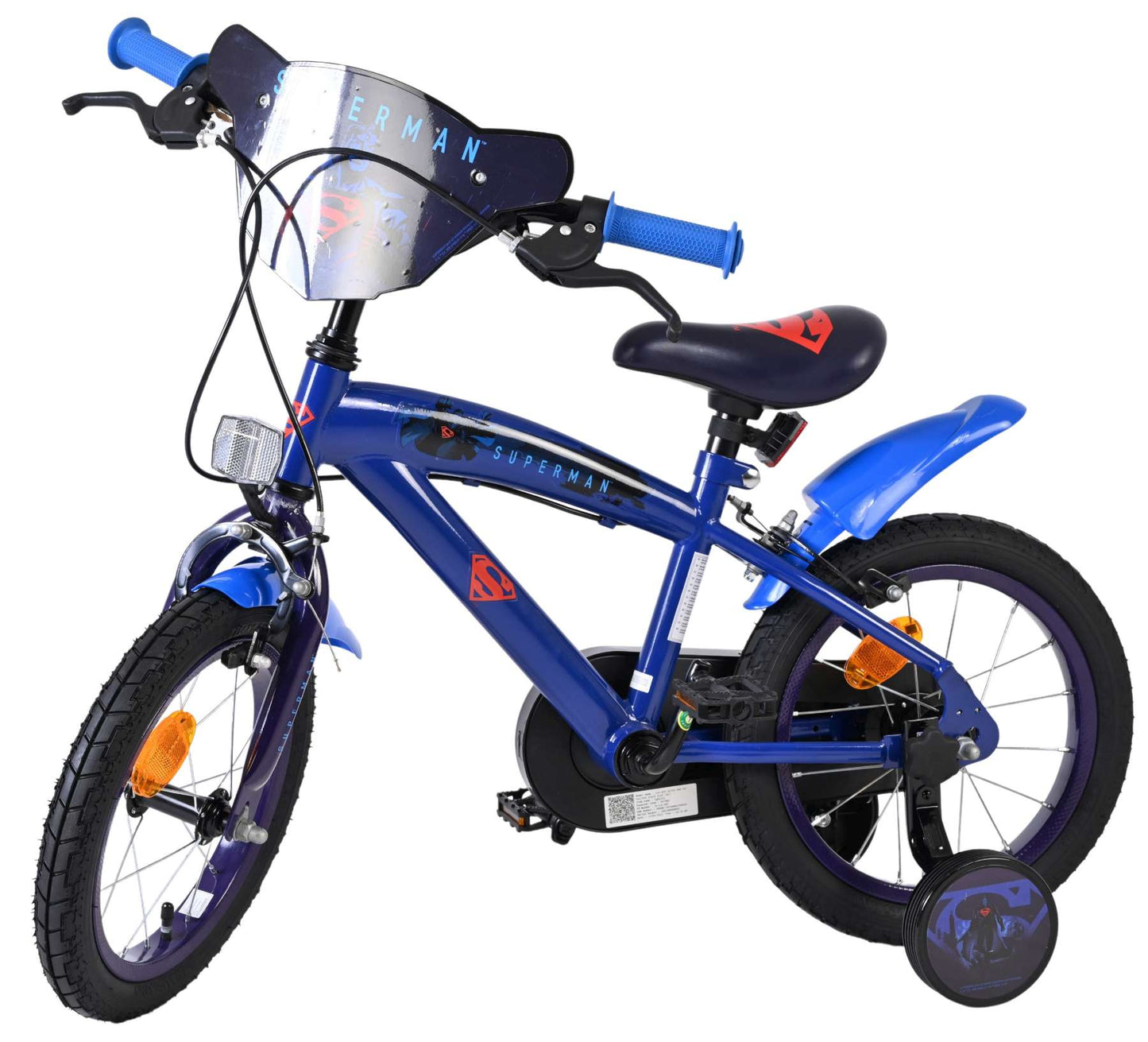 Bicicletta per bambini Superman - ragazzi - 14 pollici - blu - due freni a mano