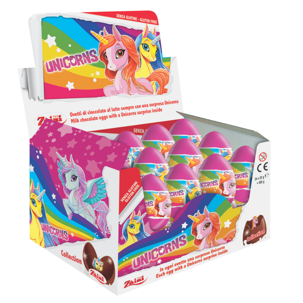 Zaini surprise egg chocolate unicorn (24x 20gr)
