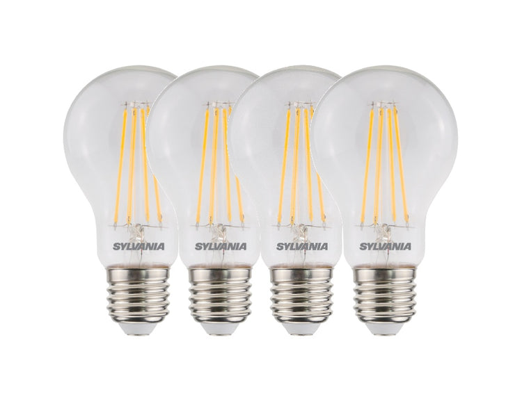 Sylvania ledlamp - e27 - 806 lm - bol - helder - filament - 4 stuks