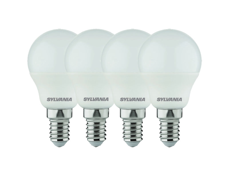 Sylvania ledlamp - e14 - 470 lm - kogel - mat - 4 stuks