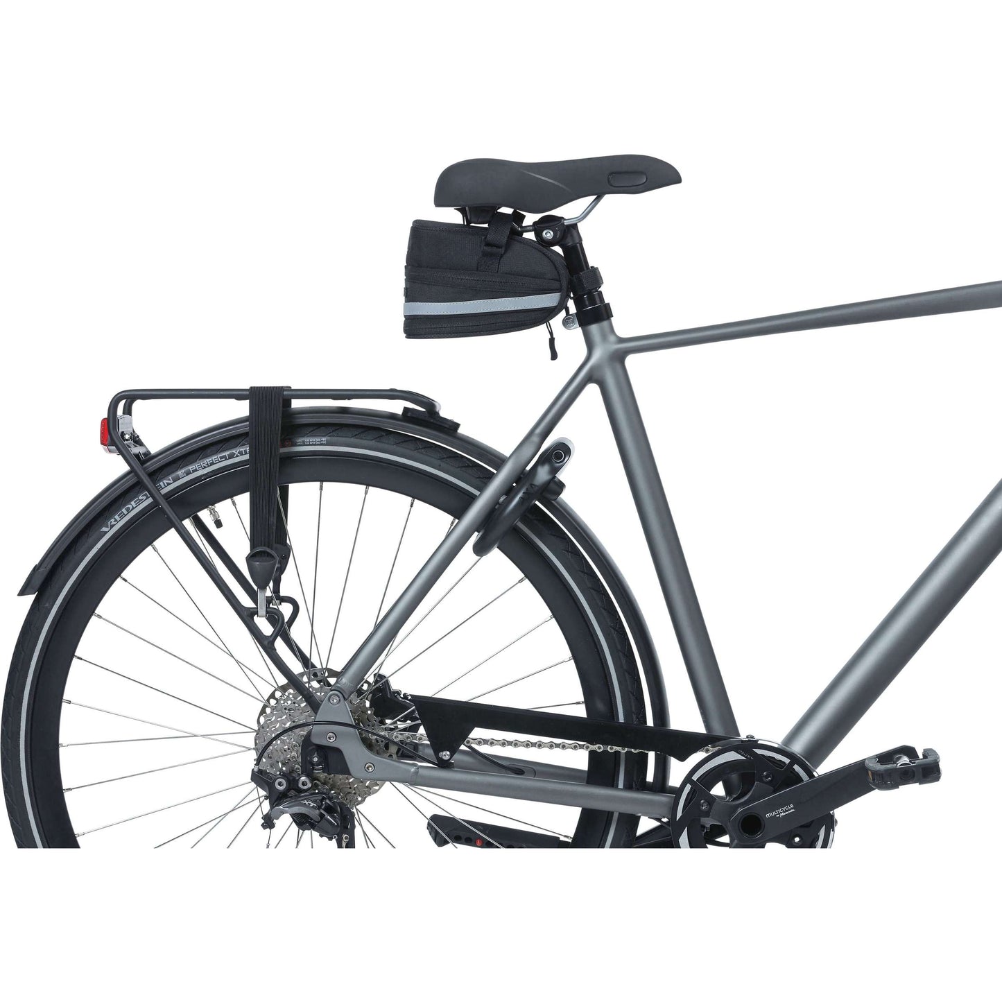 Bacina de silla de montar Basil Mada - Compact, negro, 1L, velcro, accesorio para bicicletas