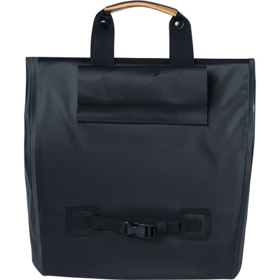 Basil Urban Dry Shopper - Waterproof bicycle shopper, Vegan Leather Details, adjustable closure, reflection, matte black
