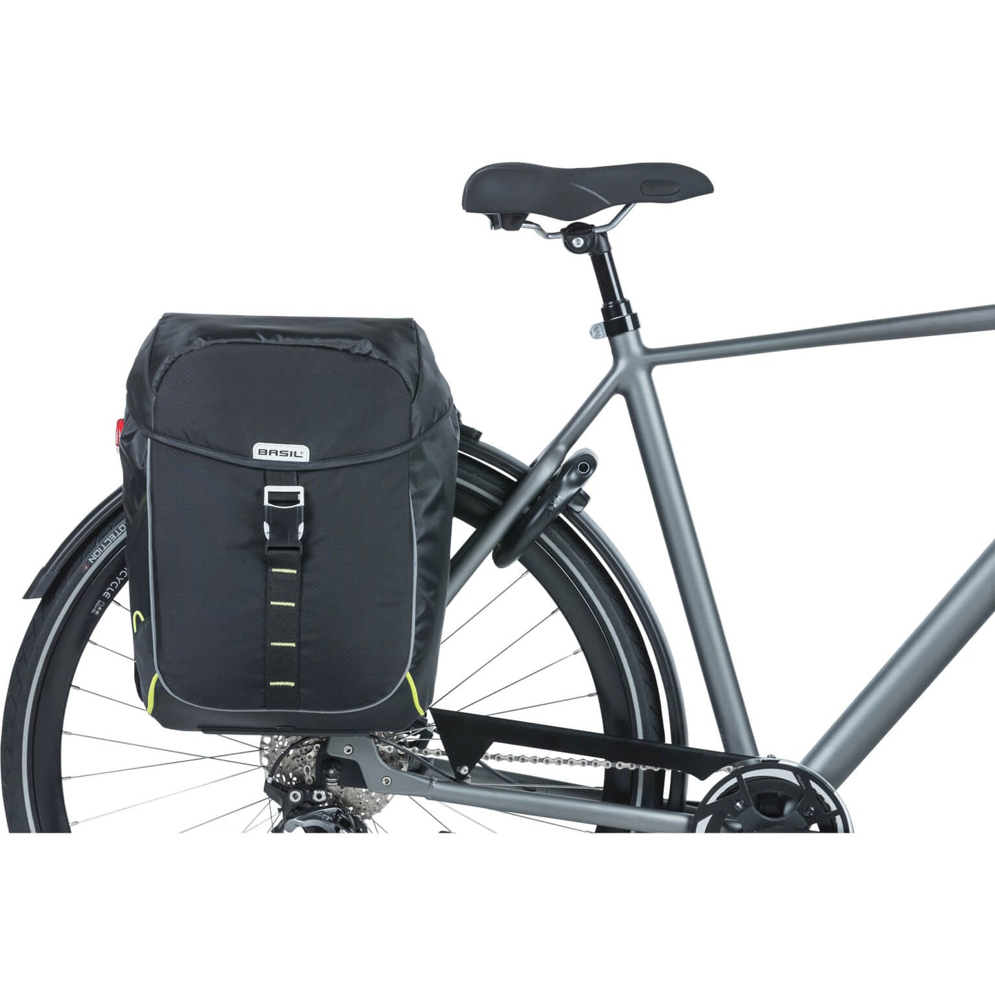 Basil Miles Double Bag - waterdichte dubbele fietstas, unisex, sportief, zwart-limoen
