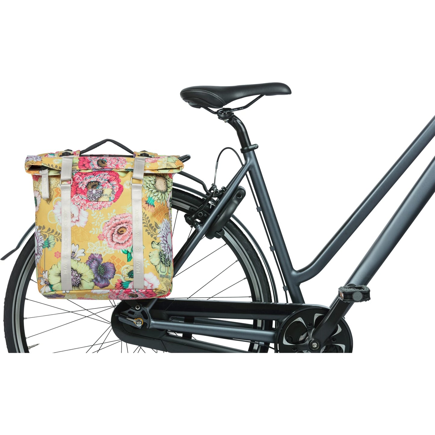 Bolso de bicicleta doble de campo Basil Bloom, impermeable, amarillo miel, 35L