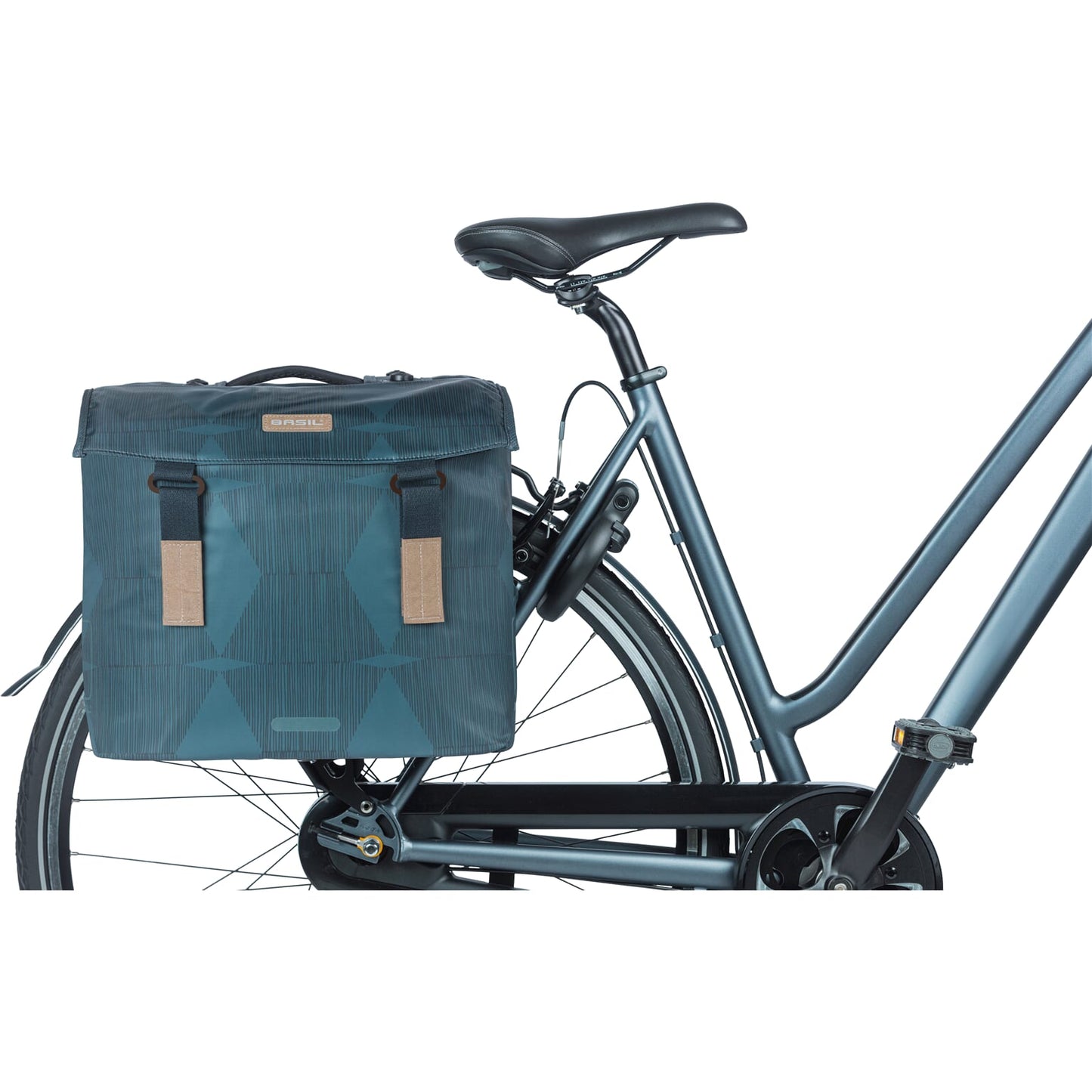 Boba de bicicleta doble de elegancia de albahaca - Poliéster de mascota reciclado - Cierre de plegamiento de retención de agua - Sistema MIK - Estate Blue