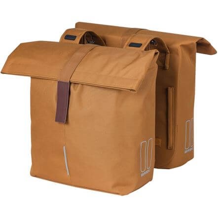 Boba de bicicleta doble de Basil City, repelente al agua, Brown Camel, sistema universal de puentes, 28-32L