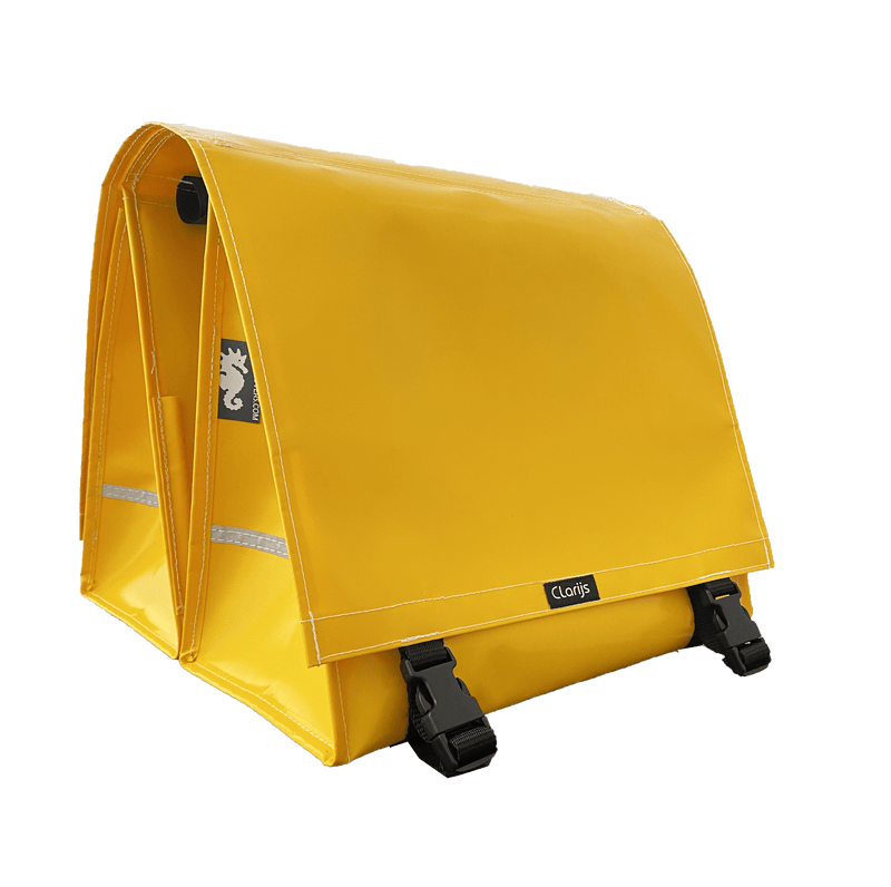 Bolsa para bicicleta Clarijs doble XL PVC 46L con recorte amarillo