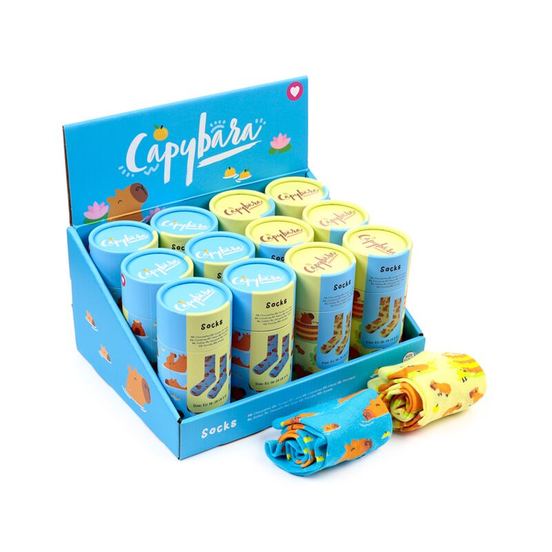 Calzini capibara in un tubo