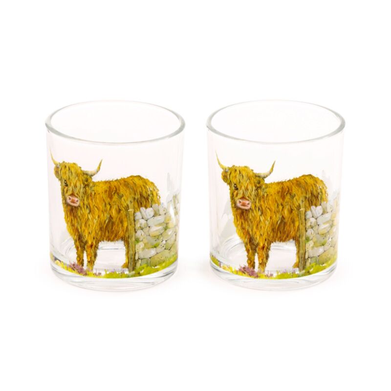 Jan Pashley Highland Cow Set 2 bicchieri di vetro 350 ml