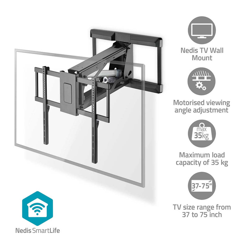 Soporte de pared para TV motorizado Nedis | 37 - 75 | peso máximo de la pantalla: 35 kg | giratorio | distancia mínima a la pared: 153 mm | distancia máxima a la pared: 485 mm | negro - tvwm5880bk