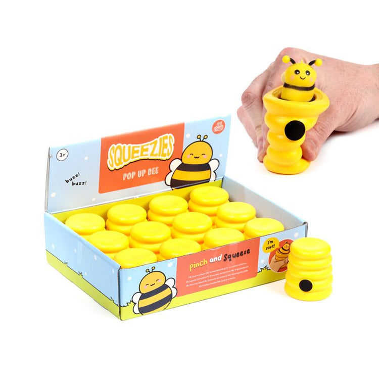 Squeezable bee beehive pop out