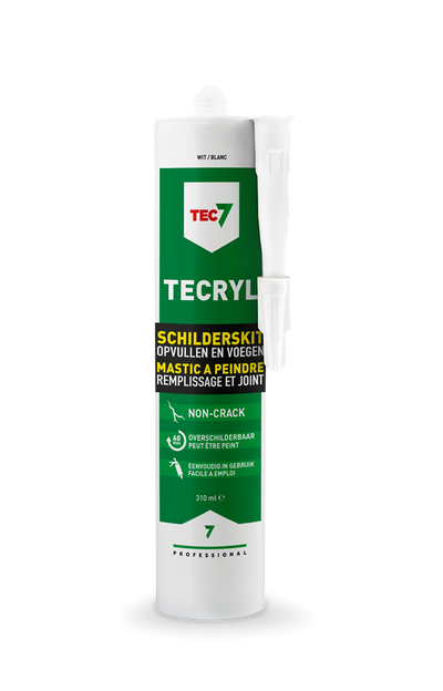 Tec7 tecryl sellador acrílico para pintor tubo blanco 310ml | 12 piezas