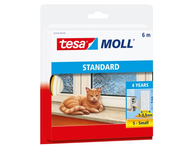Tesa tochtband - i profiel - 6m x 1.0-3.5mm - wit