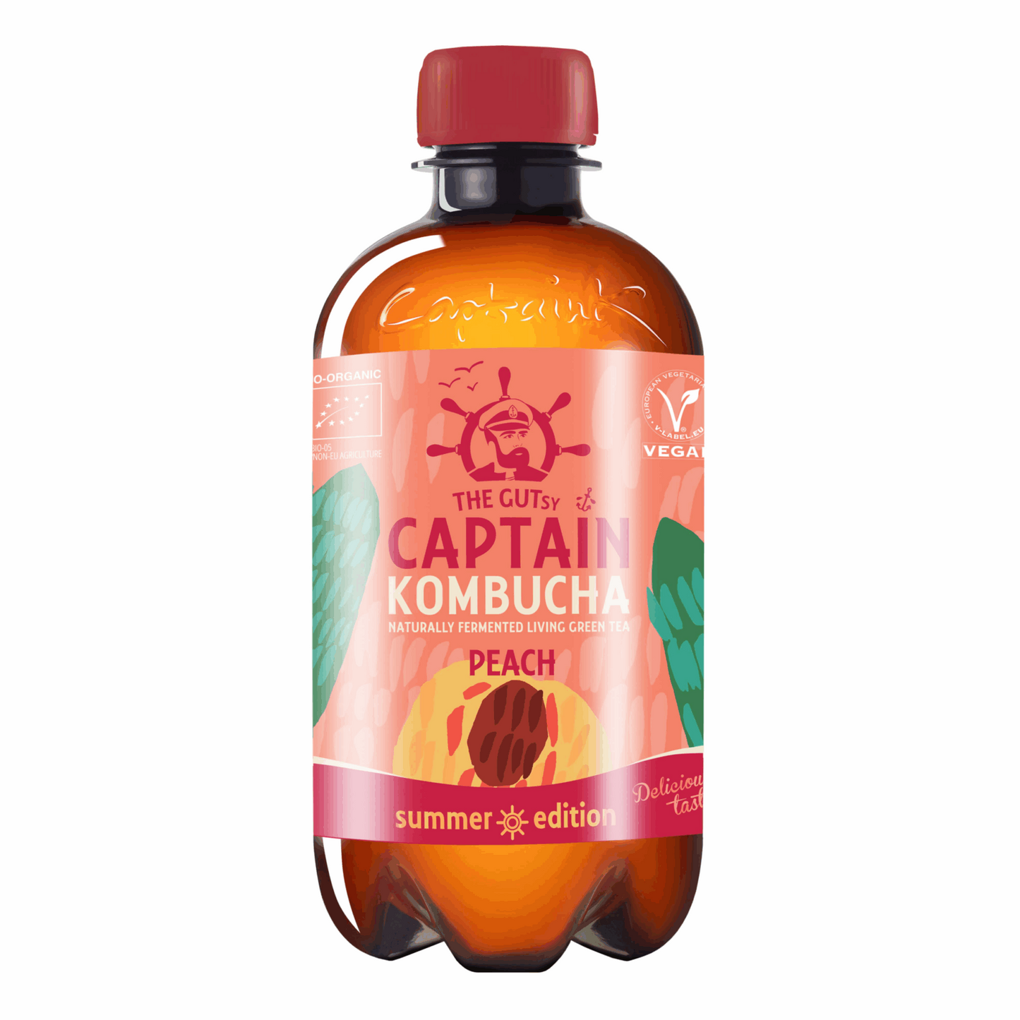 The gutsy Captain Kombucha Peach Bio Cap (12x 400ml) (palla)