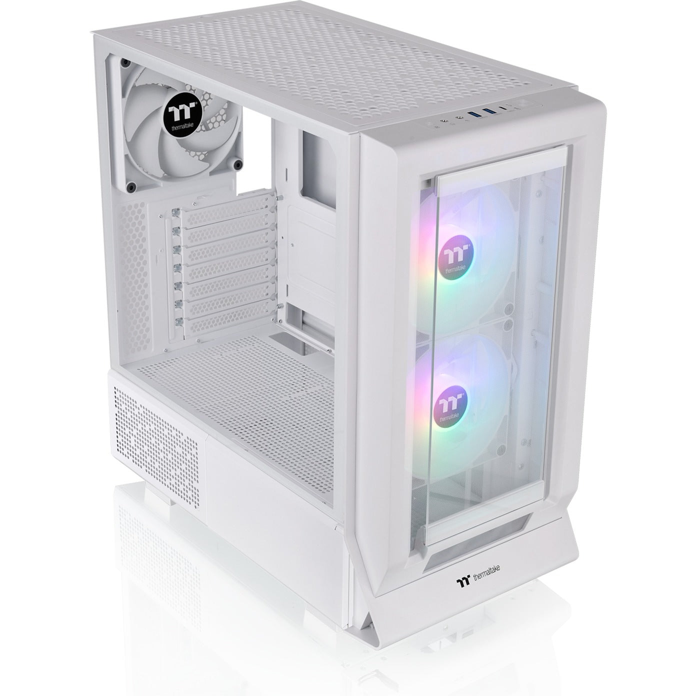 Thermaltake ceres 350 mx - snow midi tower behuizing (wit | 2x usb-a | 1x usb-c | rgb | tempered glass)