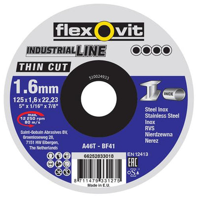 Flexovit dss industriale 125x1,6x22x23 a46t t41 pz acciaio inox | 25 pz