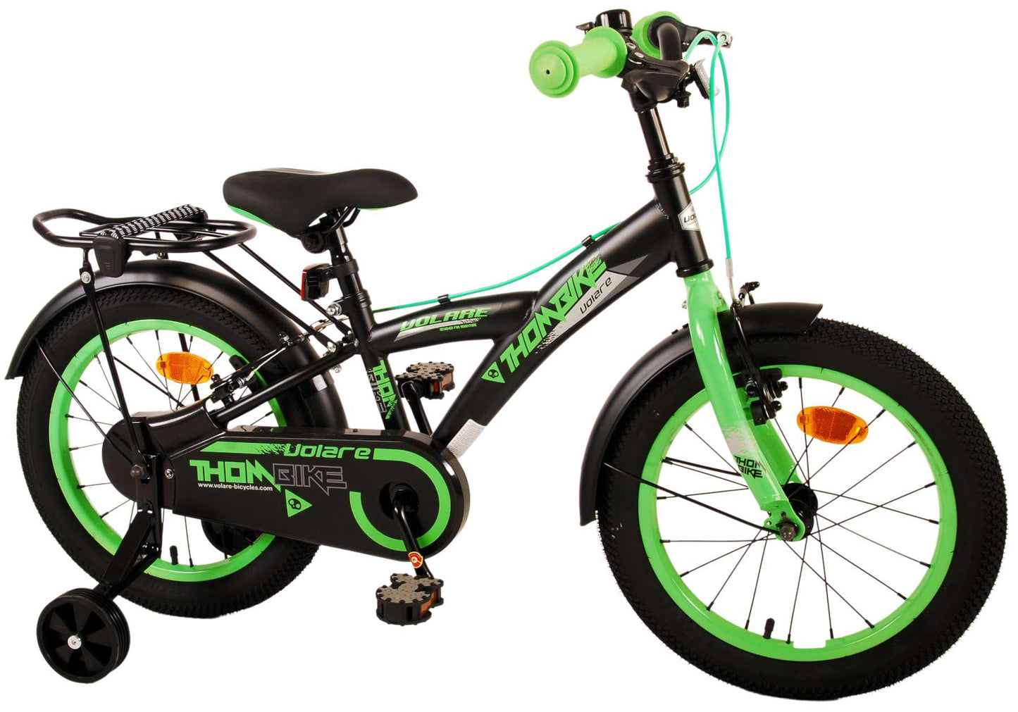 Bike para niños Volare Thombike - Niños - 16 pulgadas - Black Green - Dos frenos de mano