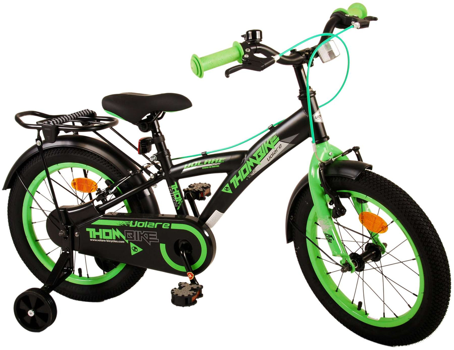 Bike para niños Volare Thombike - Niños - 16 pulgadas - Black Green - Dos frenos de mano