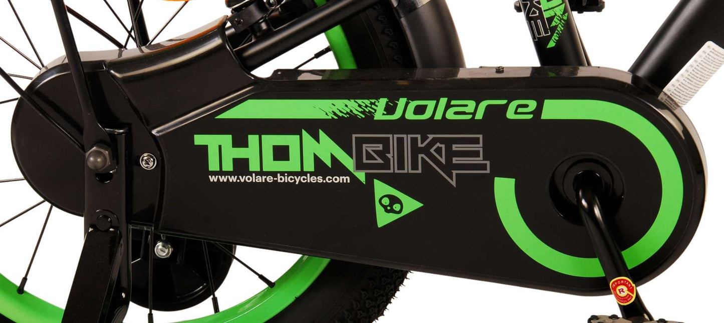 Bike para niños Volare Thombike - Niños - 16 pulgadas - Black Green - Dos frenos de mano