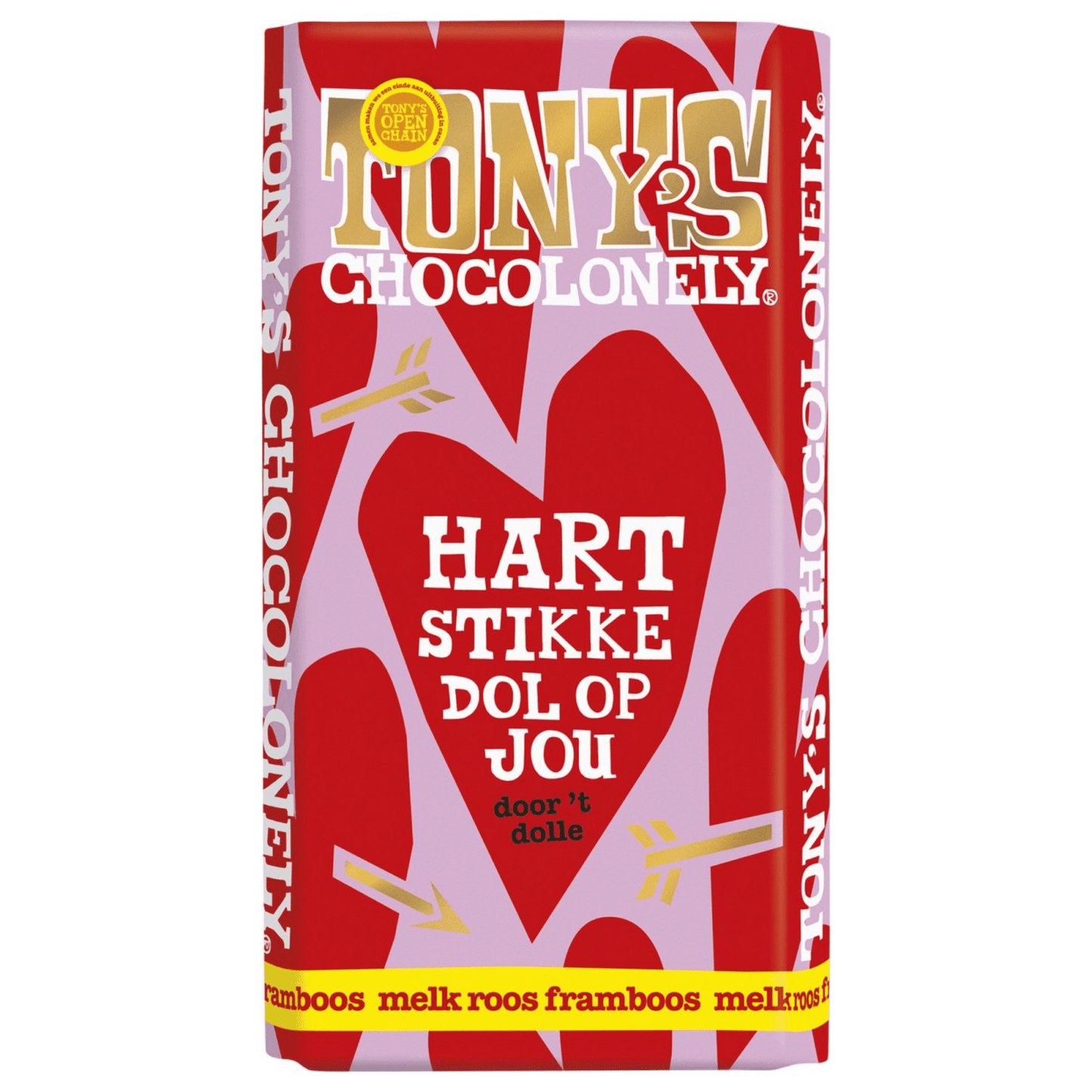Tony's chocolonely bar love milk rose lampone (15x180 gr)