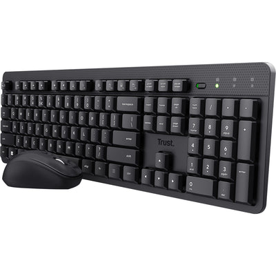 Trust ody ii stille draadloze toetsenbord- en muisset, desktopset (zwart, us lay-out, membraan, 800 dpi - 1.600 dpi)