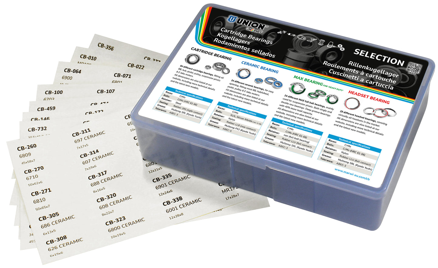 Union kogellager selectionbox met 8 stickervellen