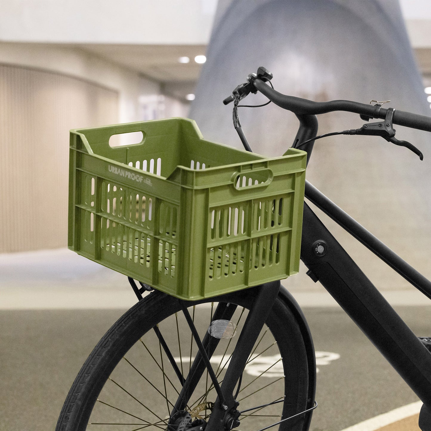 Urban proof fietskrat recycled kunststof 30l olijfgroen 40x30x25 cm