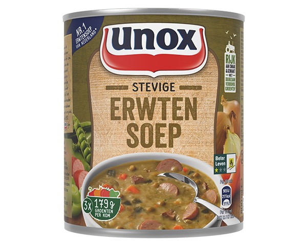 Lata de sopa de guisantes abundante Unox (12x 0,8 litros)
