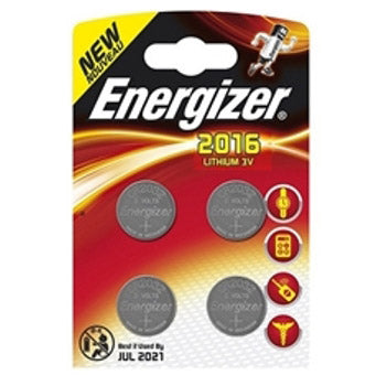 Energizer Lithium 3V knoopcel batterijen (CR2016) 4 stuks