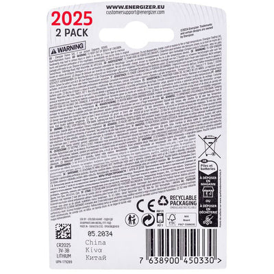 Enerdis energizer bateria litio 3v cr2025 blister (2uds)