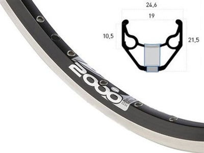 Ryde Rim 28 pollici 622 zac2000 nero lato terra 36 doppia boccola