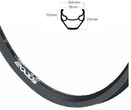 Ryde Rim 28 pollici 622 ZAC2000 intero nero 36
