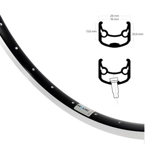 Ryde Velg 28 pollici 622 Andra 30 Black Cut Side 36