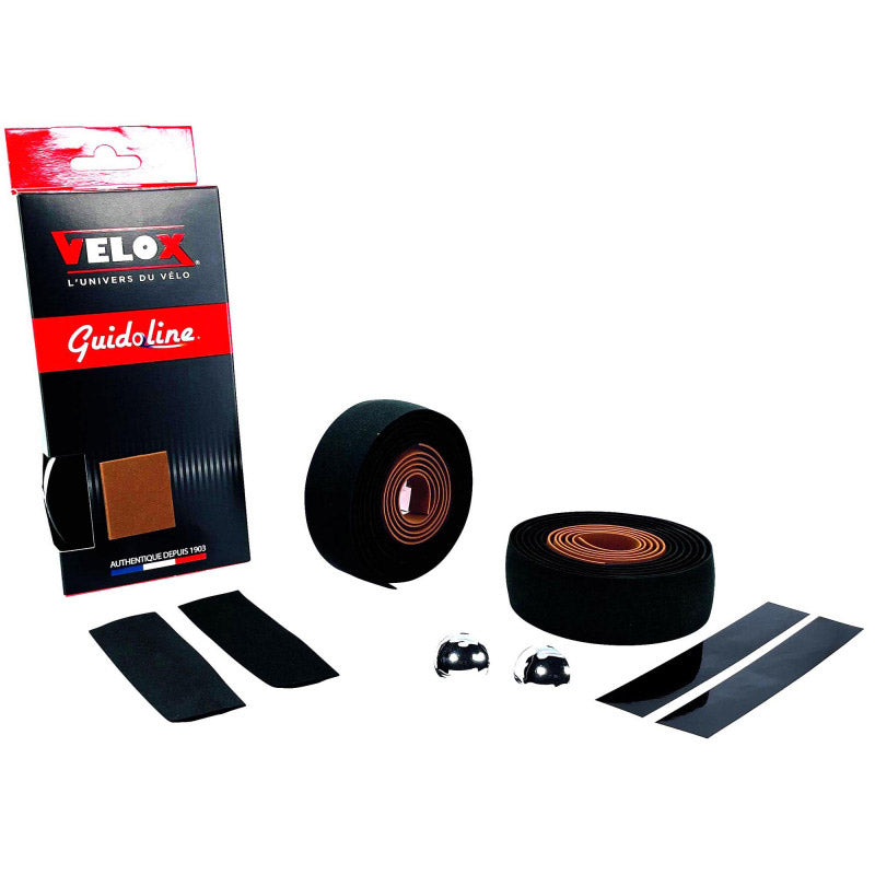 Velox stuurtape maxi cork bicolor zwart bruin (2st)