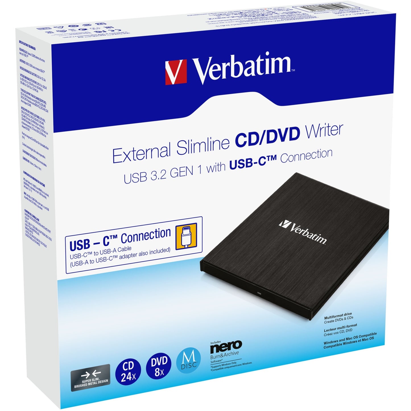 Verbatim Verbatim Externe slimline CD-DVD brander